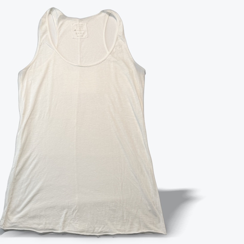 Brochu Walker Racerback Tank Top Gaia White Cotton Modal Scoop Neck Small USA